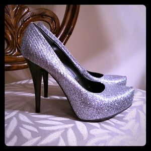 Silver Glitter Heels